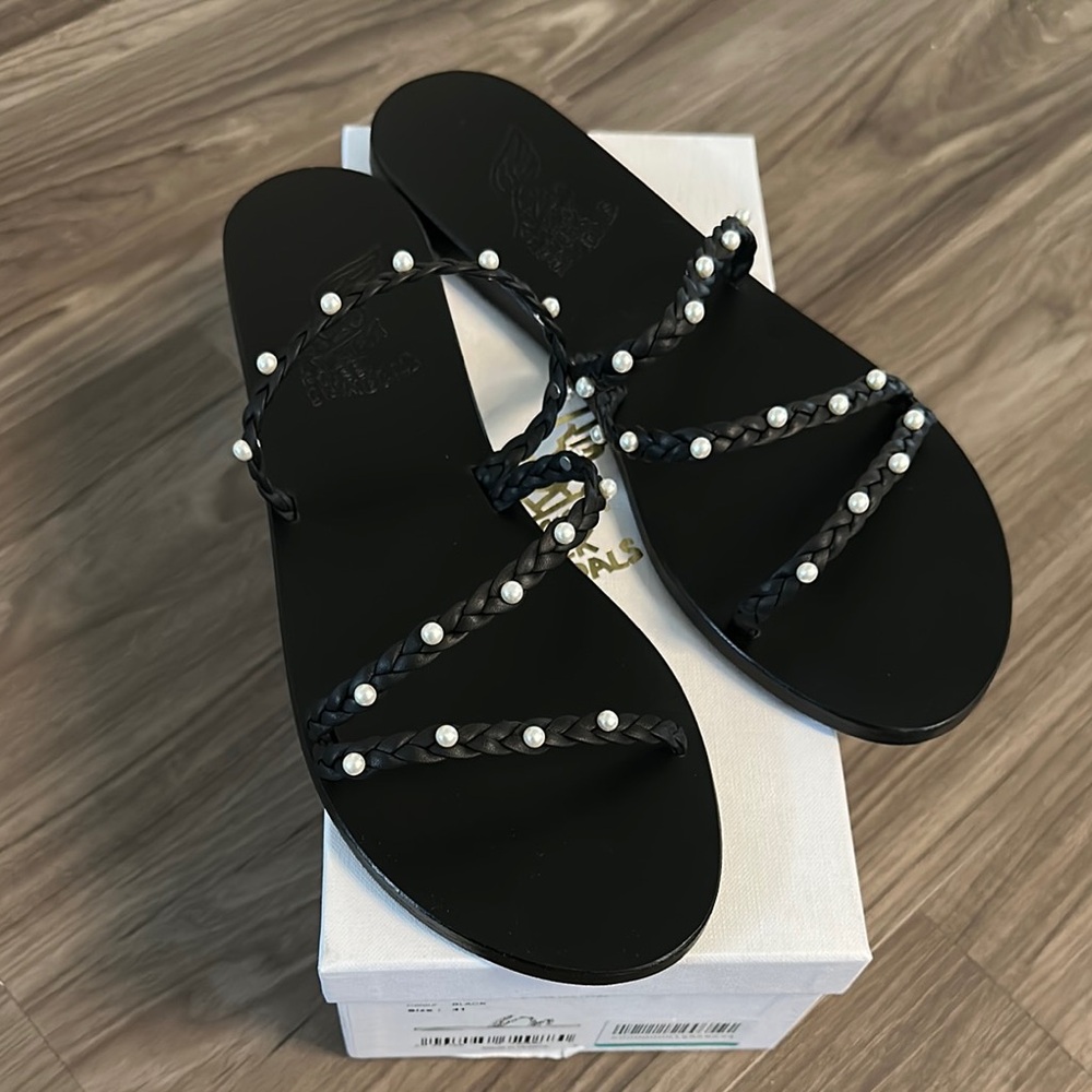 Ancient Greek Sandals with Pearl Accents